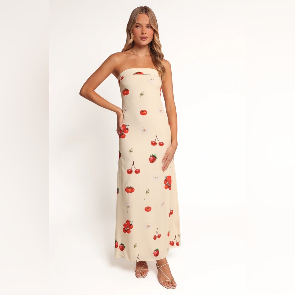 petal and pup strapless fruit dress